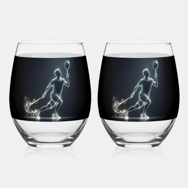 Vaso De Vino Neon Pickleball Player (Anverso)