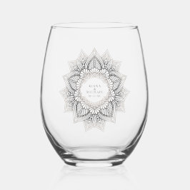 Vaso De Vino Neutrals ID478, Boda de encaje de Mandala