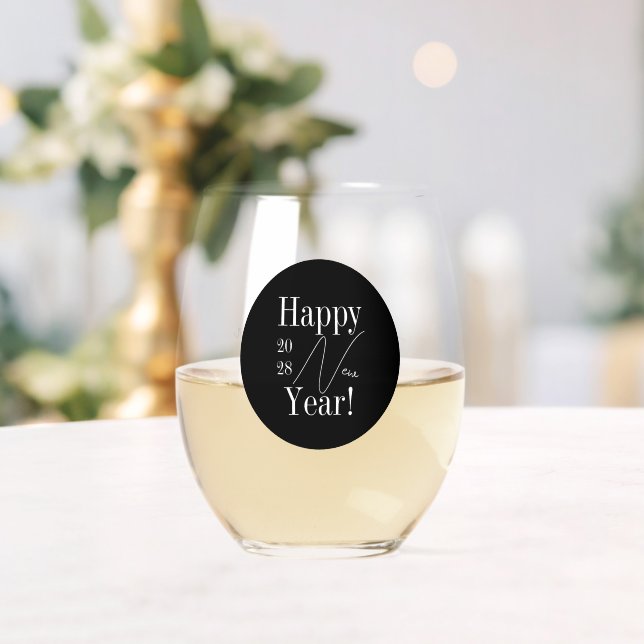 Vaso De Vino New Year's Eve Party Black and White Personalized (Insitu (Boda))