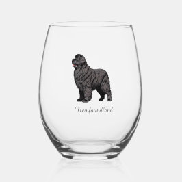 Vaso De Vino Newfoundland Dog Stemless Wine Glass