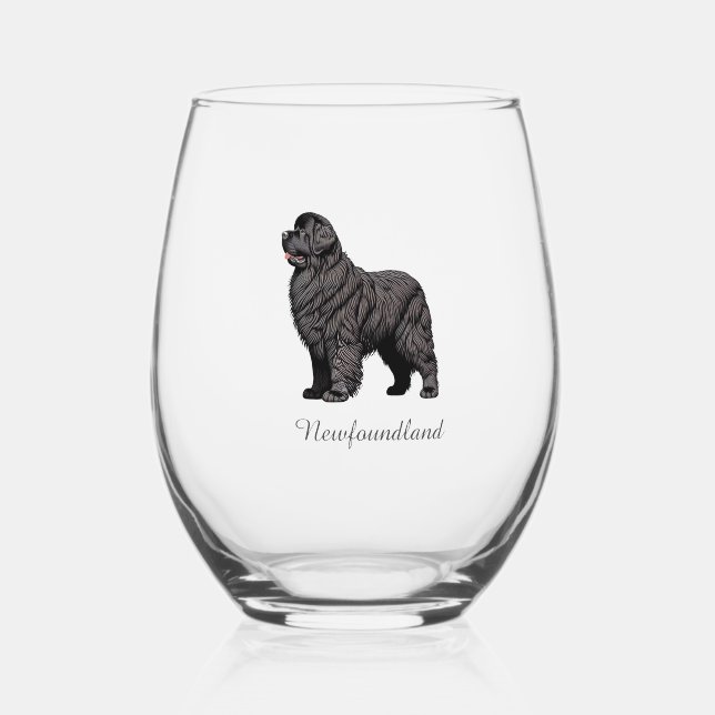 Vaso De Vino Newfoundland Dog Stemless Wine Glass (Anverso)
