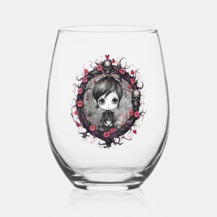 Vaso De Vino Niño gótico con vidrio de vino sin flor Wreath