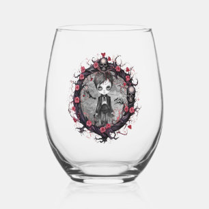 Vaso De Vino Niño gótico con vidrio de vino sin flor Wreath
