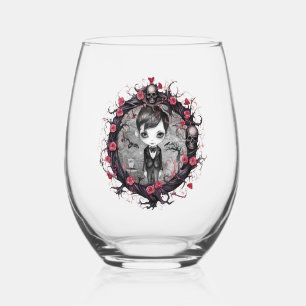 Vaso De Vino Niño gótico con vidrio de vino sin flor Wreath