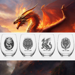 Vaso De Vino Noche de Juego Dragones Únicos 4 Personalizar Text