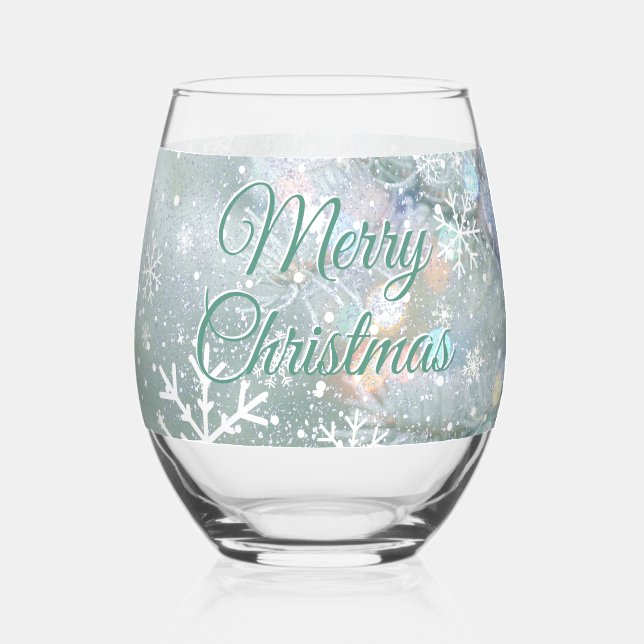 Vaso De Vino Nochebuena verde para navidad (Anverso)