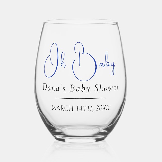 Vaso De Vino Nombrado con fecha personalizada Oh bebé (Anverso)