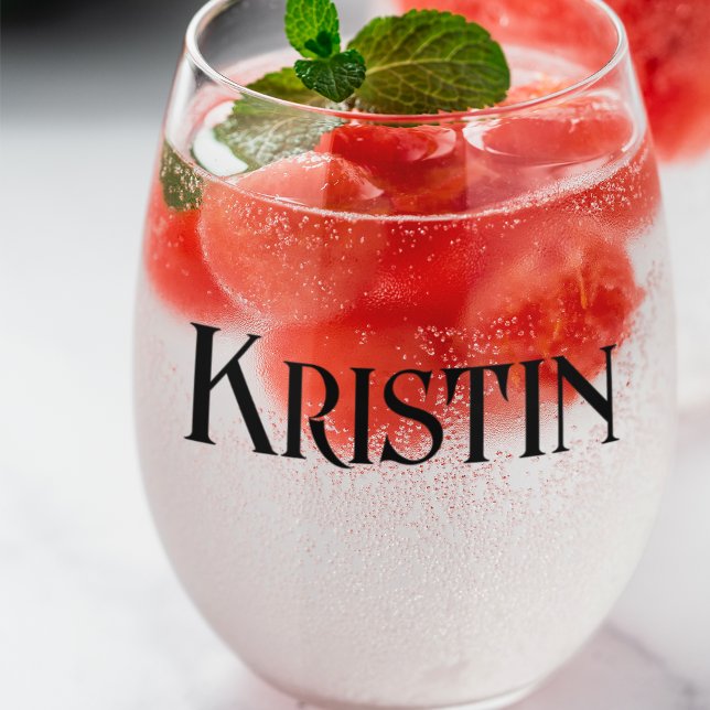 Vaso De Vino Nombre de cosecha personalizado de regalo de dama  (Bridesmaid Gift Personalized Vintage Name Stemless Wine Glass)