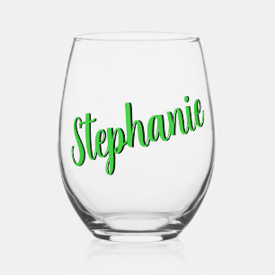 Vaso De Vino Nombre de estilo elegante manuscrito de Lime Green