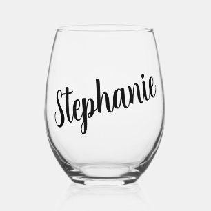 Vaso De Vino Nombre de estilo elegante y manuscrito negro