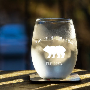 Vaso De Vino Nombre de familia personalizada de oso ruso