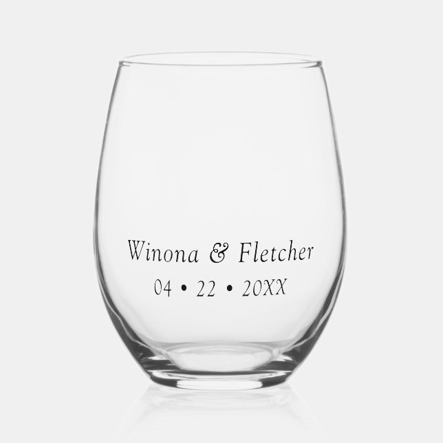 Vaso De Vino Nombre de fecha personalizada (Anverso)