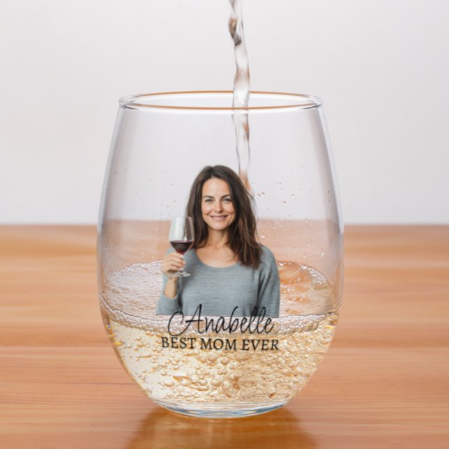 Vaso De Vino Nombre de foto personalizado mejor regalo de mamá  (Subido por el creador)