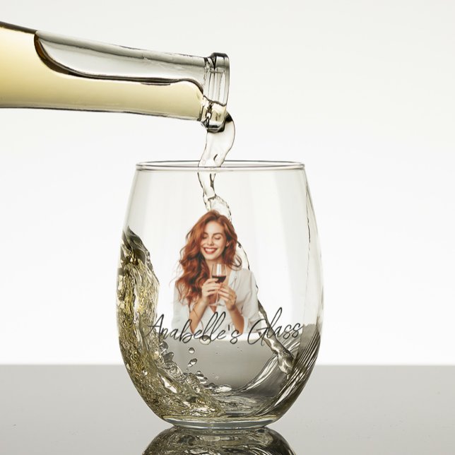 Vaso De Vino Nombre de foto personalizado Regalo de monograma (Subido por el creador)