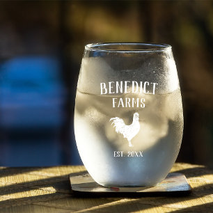 Vaso De Vino Nombre de granja personalizada de pollo ruso