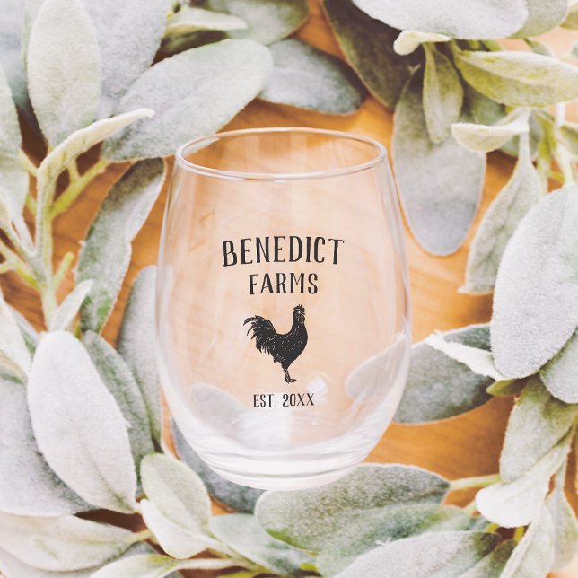 Vaso De Vino Nombre de granja personalizada de pollo ruso (Subido por el creador)
