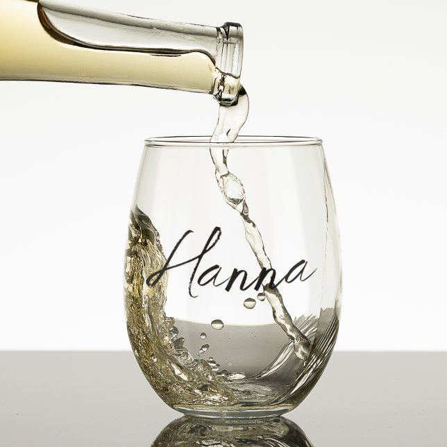 Vaso De Vino Nombre de guión femenino personalizado de regalo d (bridesmaid gift idea)