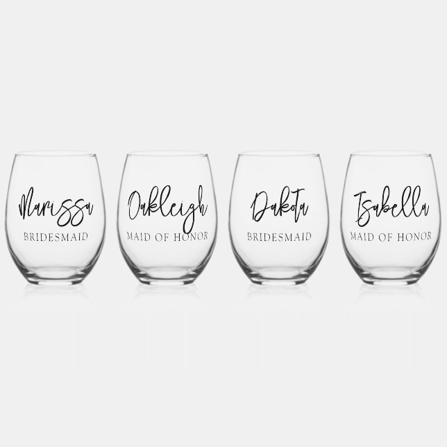 Vaso De Vino Nombre de guión simple personalizado regalo de dam (Anverso)