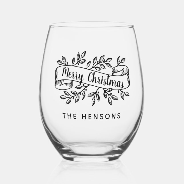 Vaso De Vino Nombre de la familia de la cinta Rusa de Feliz Nav (Reverso )