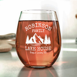 Vaso De Vino Nombre de la familia Lake House Forest Mountains T