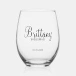 Vaso De Vino Nombre de las Bridesmaids Personalizadas Modernas<br><div class="desc">Regalos personalizados de Bridesmaids con el nombre personalizado de la dama de honor en estilo de letra de escritura moderno con título y fecha boda en estilo de letra sans serif moderno. También perfecto para la empleada de honor,  la niña flor,  la madre de la novia y más.</div>