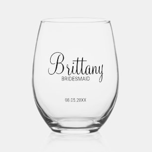 Vaso De Vino Nombre de las Bridesmaids Personalizadas Modernas