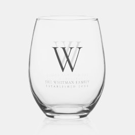 Vaso De Vino Nombre de monograma familiar Carbón moderno