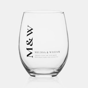 Vaso De Vino Nombre de monograma familiar negro moderno