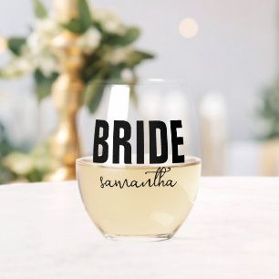 Vaso De Vino Nombre de novia personalizado
