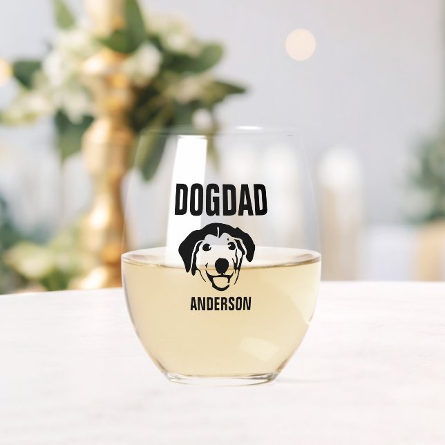Vaso De Vino Nombre de papá de perro personalizado (Insitu (Boda))