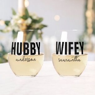 Vaso De Vino Nombre de usuario y de esposa personalizado
