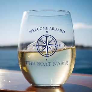 Vaso De Vino Nombre del barco del Rosa de brújula náutica