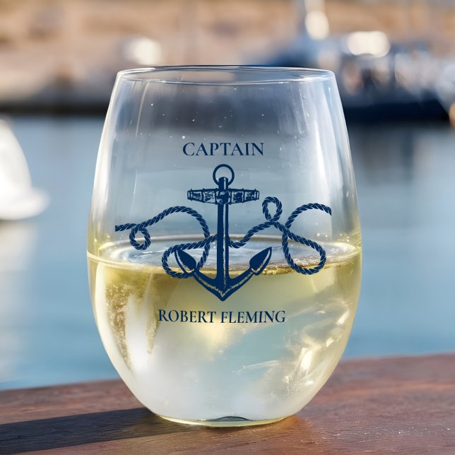 Vaso De Vino Nombre del capitán del Ancla Náutica Rope (Subido por el creador)