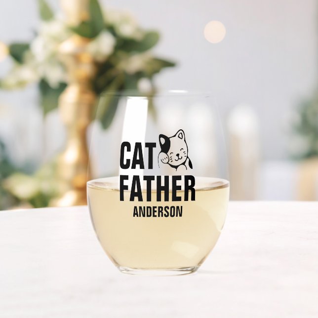 Vaso De Vino Nombre del padre del gato personalizado (Insitu (Boda))