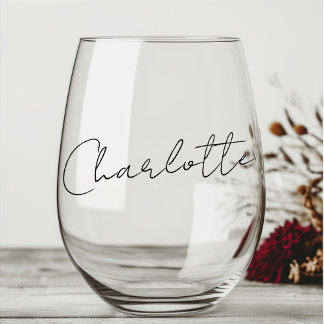 Vaso De Vino Nombre elegante en script de estilo manuscrito