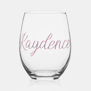 Vaso De Vino Nombre elegante manuscrito del algodón Candy Pink