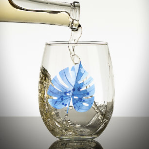 Vaso De Vino Nombre elegante sutil, hoja de Monstera Tropical C