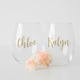Vaso De Vino Nombre escrito a mano para fiesta de soltera