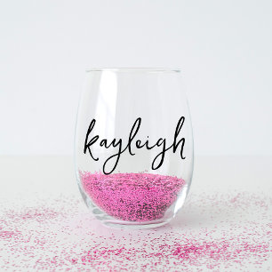Vaso De Vino Nombre escrito a mano para fiesta de soltera
