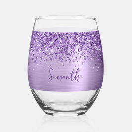 Vaso De Vino Nombre Glam Lila Brillante