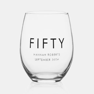 Vaso De Vino Nombre moderno de cincuenta cumpleaños audaz Fiest