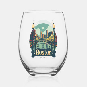 Vaso De Vino Nombre personalizado Boston Massachusetts