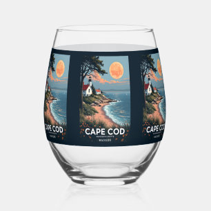 Vaso De Vino Nombre personalizado Cabo Cod Massachusetts