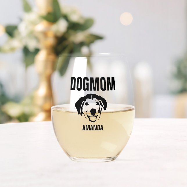 Vaso De Vino Nombre personalizado de la madre del perro (Insitu (Boda))