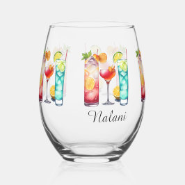 Vaso De Vino Nombre personalizado de los cócteles tropicales