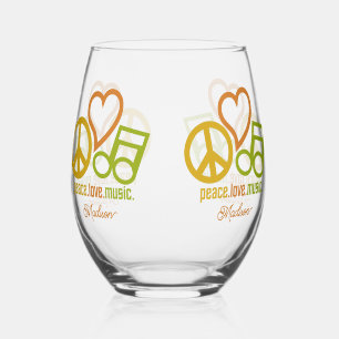 Vaso De Vino Nombre personalizado de Peace Love Music