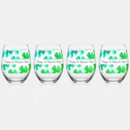 Vaso De Vino Nombre personalizado de Shamrock Green Blue Waterc