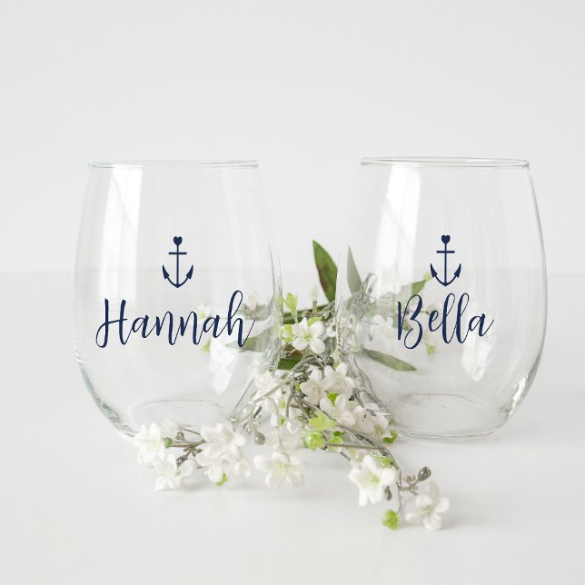 Vaso De Vino Nombre Personalizado del Ancla Cardíaca Bacheloret (Subido por el creador)