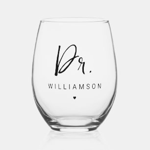 Vaso De Vino Nombre Personalizado Dr. Médica Minimalista Gradua