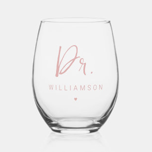 Vaso De Vino Nombre Personalizado Dr. Médica Minimalista Gradua